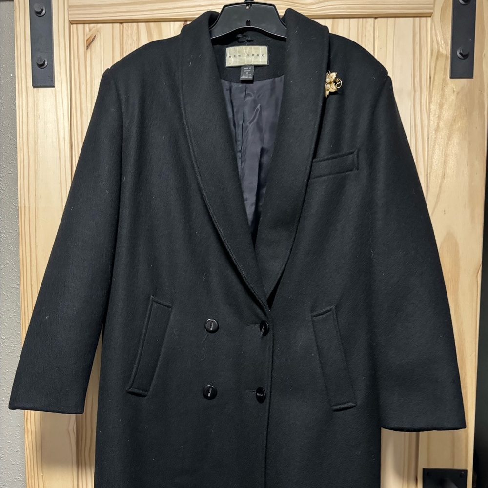 Women’s Vintage New York Style Size 10 Long Black Wool Jacket